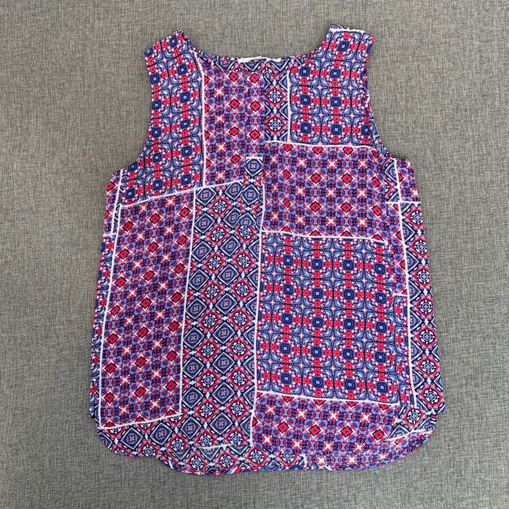 Violet + Claire Sleeveless Top Multicolor Small Lightweight Red Blue White